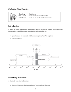 Radiation Heat Transfer Introduction Blackbody Radiation