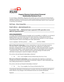 Program Planners/Instructional Personnel Relationship Disclosure