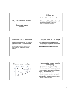 Cognitive Structure Analysis Culture is&hellip; Studying sounds of