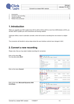 1. Introduction 2. Convert a new recording