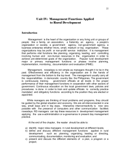 Management Functions Applied to Rural Development