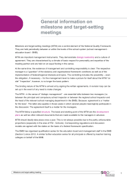 General information on milestone and target-setting meetings