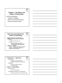 Chapter 1: Introduction to Psychology