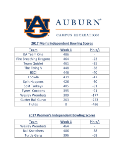 2017 Men`s Independent Bowling Scores Team Week 1 Pin +/