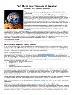 Part Three on a Theology of Creation Becoming