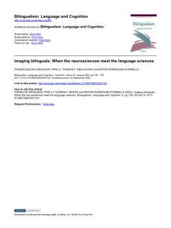 Bilingualism: Language and Cognition Imaging bilinguals: When the