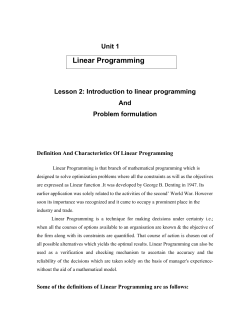 Linear Programming - Business Management Courses