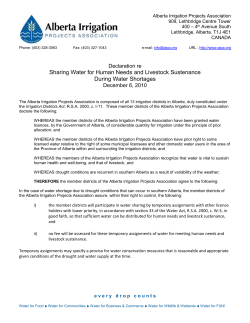 Declaration re Sharing Water for Human Needs and Livestock