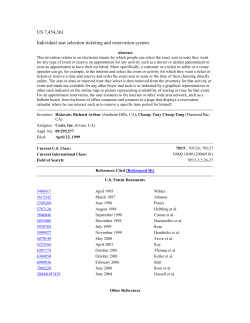 US 7,454,361 Individual seat selection ticketing and reservation