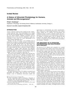 Invited Review A History of Ultraviolet Photobiology for Humans