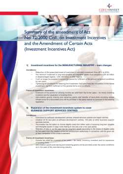 Summary of the amendment of Act No. 72/2000 Coll