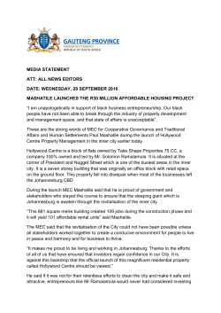 28 september 2016 Mashatile launches the R30 million affordable