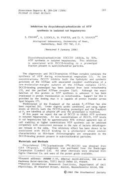 Inhibition by dicyclohexylcarbodiimide of ATP synthesis in isolated