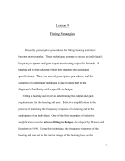 Lecture 8 Hearing Aid Fitting Strategies