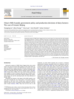 Chinaв€™s Milk Scandal, government policy and production