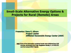 (Remote) Areas Other Potential Energy Sources Biogas