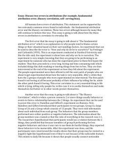 Define 2 Errors of Attributions