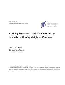 Ranking Economics and Econometrics ISI Journals by