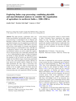 Exploring Indus crop processing: combining phytolith and