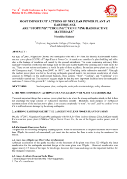 most important actions of nuclear power plant at earthquake are