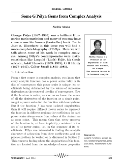 Some G P&oacute;lya Gems from Complex Analysis