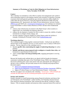 Summary of Workshop on Tools for Risk Mitigation in Clean