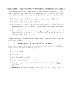 PROBABILITY - THE PROBABILITY FUNCTION
