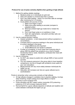 Protocol for pulse oximetry when guiding at high altitude