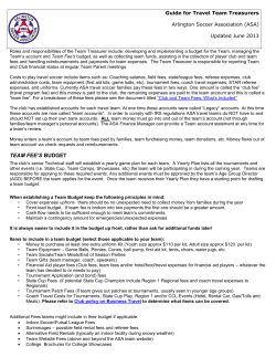 team fee`s budget - Arlington Soccer Association