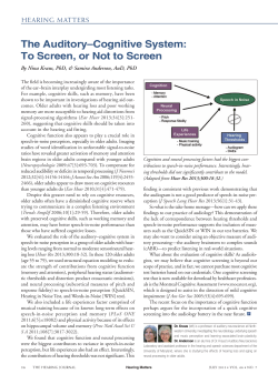 The Auditory&ndash;Cognitive System - Auditory Neuroscience Laboratory