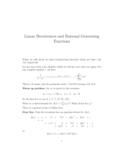 Linear Recurrences and Rational Generating Functions