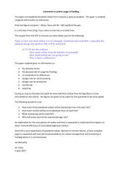 Paper on how activated carbon is to be managed, monitored and