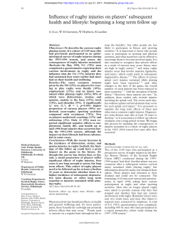 Influence of rugby injuries on players` subsequent health and lifestyle