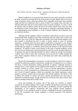 1 Summary of Project Elite Athletes and their `Mental Game