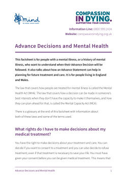 Advance Decisions and Mental Health