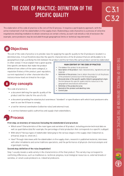 C 3.1 C 3.2 The Code Of Practice: Definition Of The Specific Quality