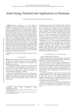 Solar Energy Potential and Applications in Myanmar