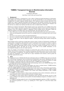 TAMBIS Transparent Access to Bioinformatics Information Sources