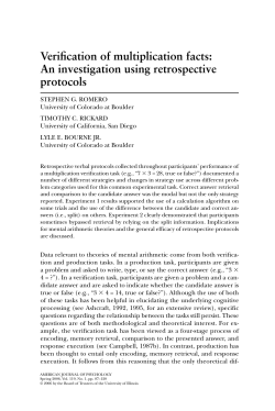 Verification of multiplication facts: An