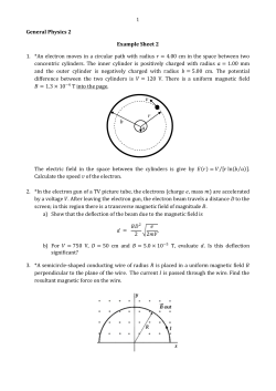 General Physics 2 Example Sheet 2 1. *An electron moves in a