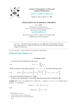 APPLICATIONS OF NUNOKAWA`S THEOREM
