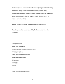 and Survival Using Glucose Algorithm Regulation (SUGAR)