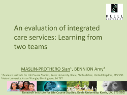 An Evaluation Of Integrated Care Services: Learning From Two Teams