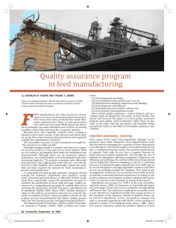 Quality assurance program in feed manufacturing