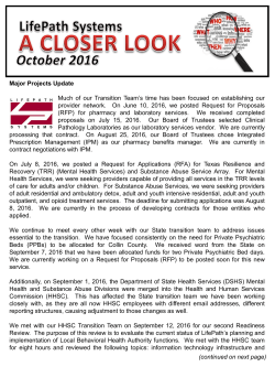 Major Projects Update Much of our Transition Team`s time has been