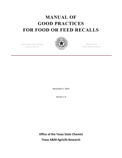 Manual of Good Practices for Food or Feed Recall - OTSC