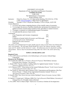 UNIVERSITY OF GUELPH Department of Food, Agricultural and