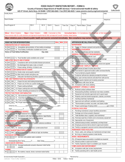 Food Facility Inspection Report - Form A