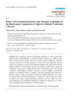 Effects of Environmental Factors and Nutrient Availability