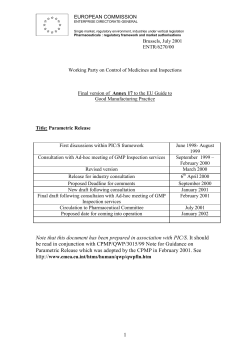 Parametric Release - European Commission